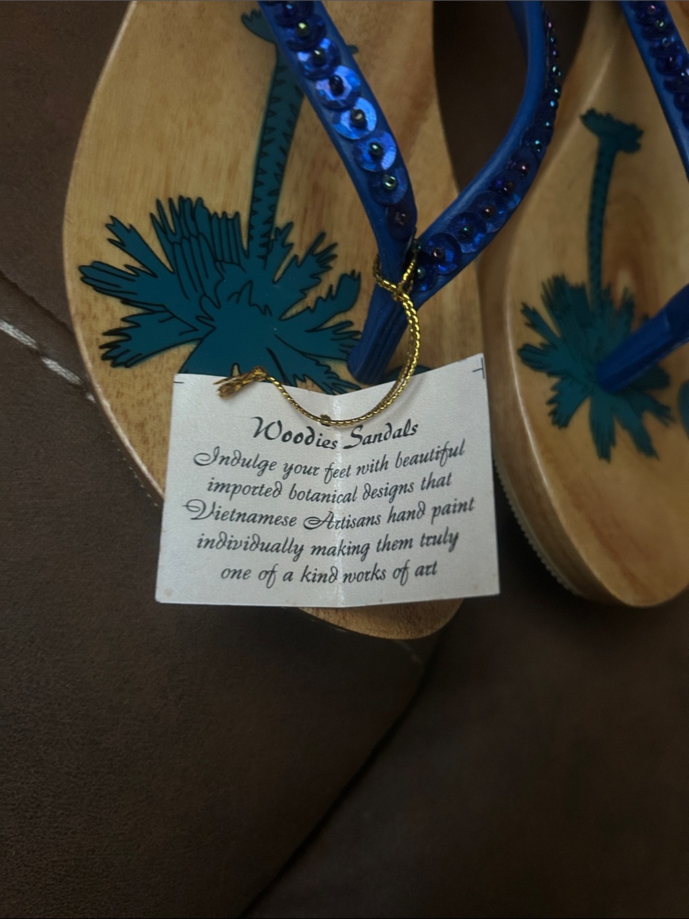 Woodies Wooden Thong Sandals Size 8 - Picture 3 of 5